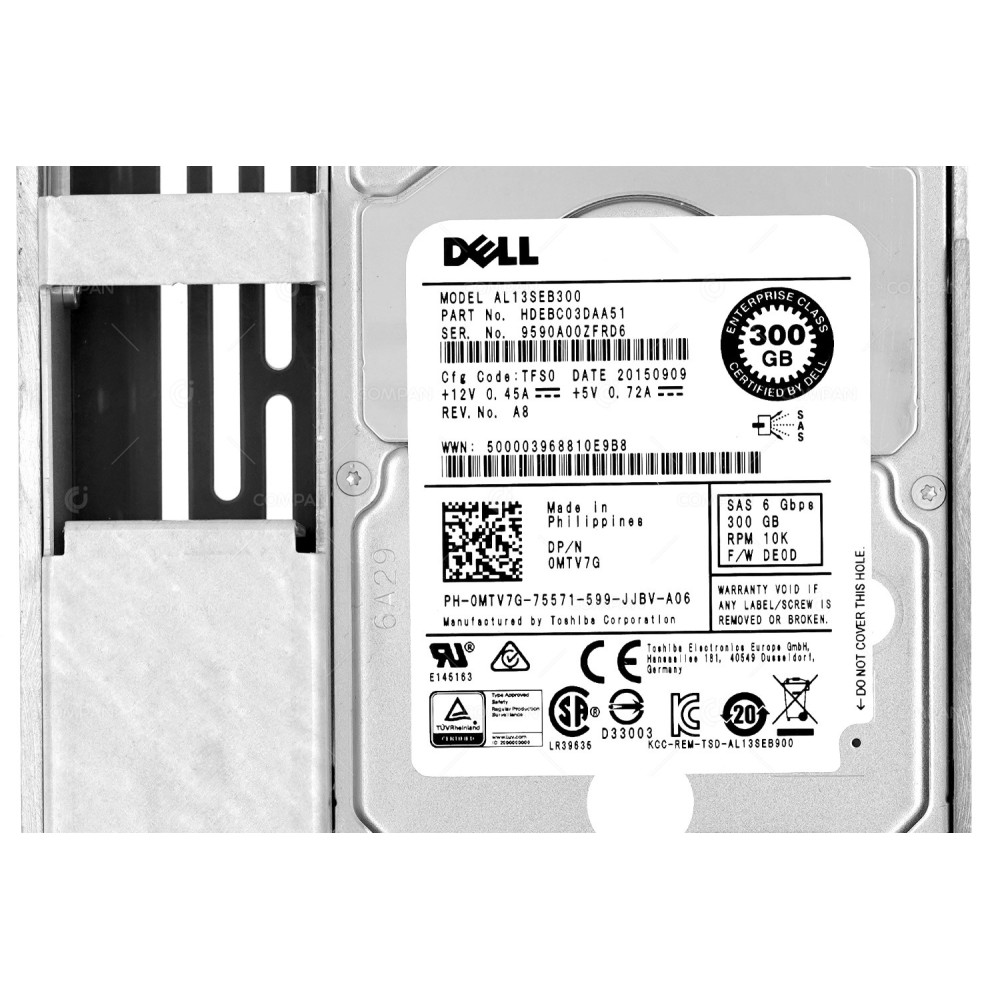 MTV7G LFF DELL HDD 300GB 10K SAS 6G 3.5" LFF